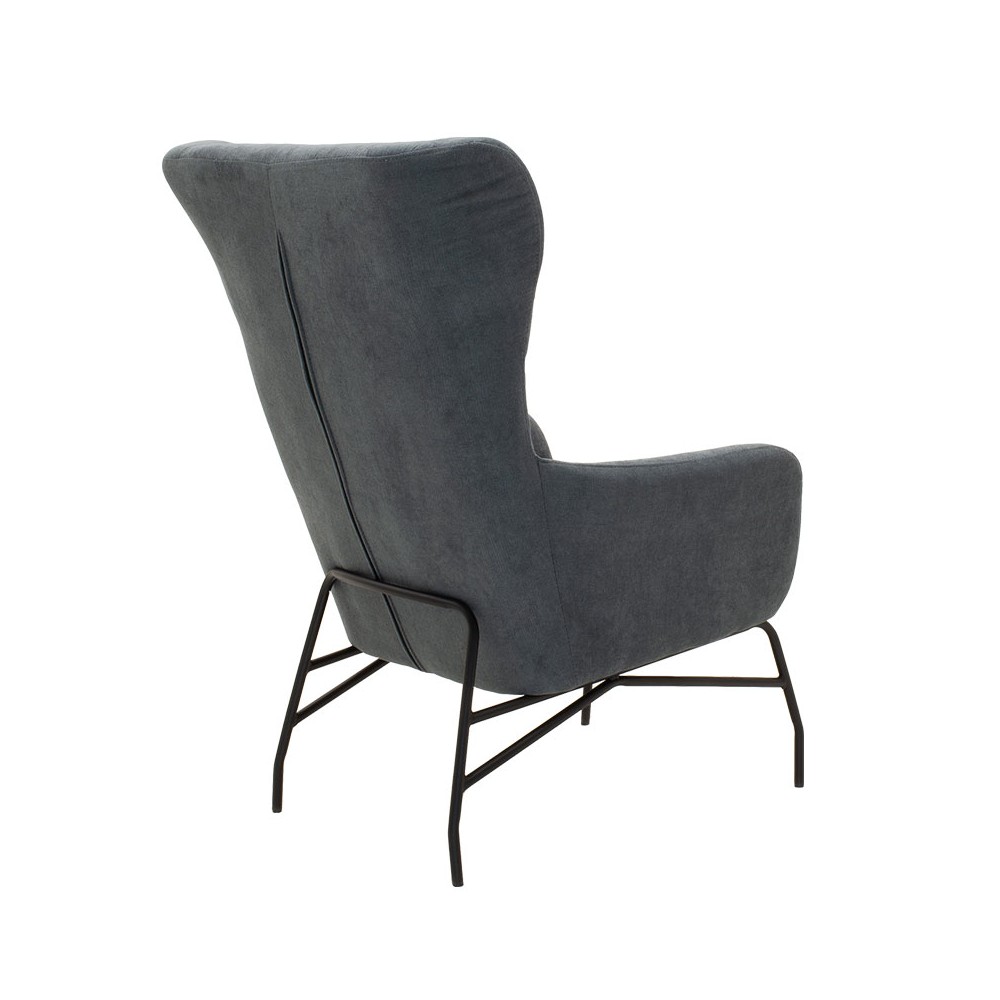 Fauteuil Rimbo en tissu Gris pied metal  66x81x102cm