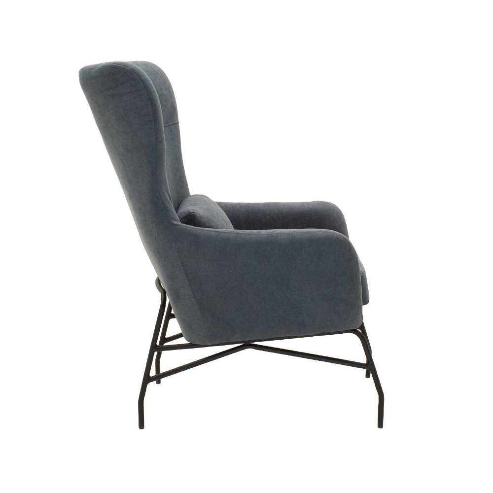 Fauteuil Rimbo en tissu Gris pied metal  66x81x102cm