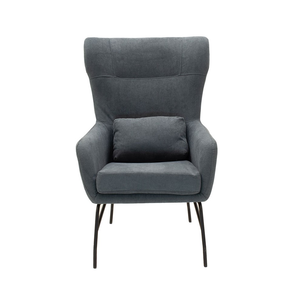 Fauteuil Rimbo en tissu Gris pied metal  66x81x102cm