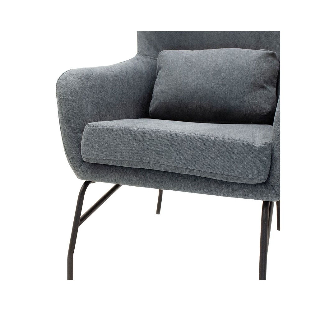 Fauteuil Rimbo en tissu Gris pied metal  66x81x102cm