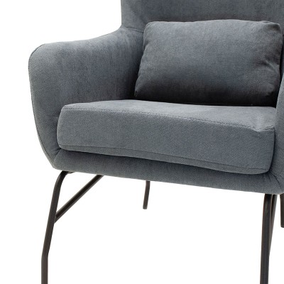 Fauteuil Rimbo en tissu Gris pied metal  66x81x102cm