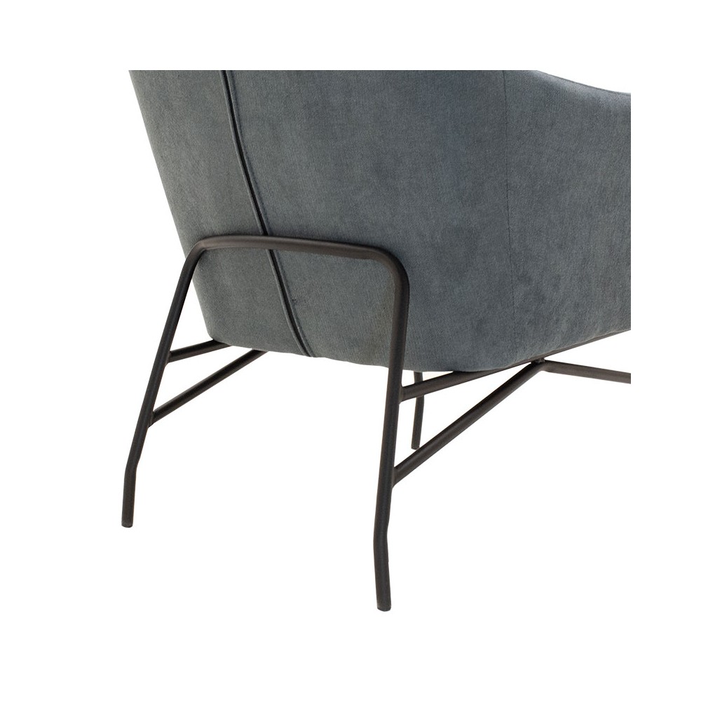 Fauteuil Rimbo en tissu Gris pied metal  66x81x102cm