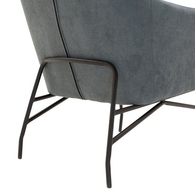 Fauteuil Rimbo en tissu Gris pied metal  66x81x102cm