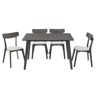 Ensemble Table + chaise salle à manger  - Toto  5pcs 120x75x75cm en gris rustique - tissu gris