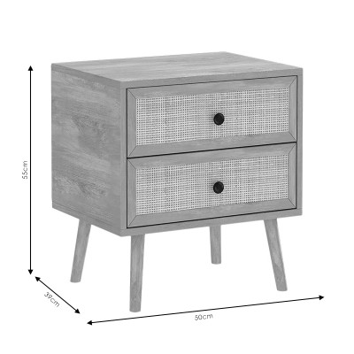 Table de chevet Oslo Bois sonoma 2 tiroirs 50x39x55cm