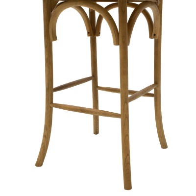 Tabouret de bar bois noyer rotin marron 45x52x116 cm