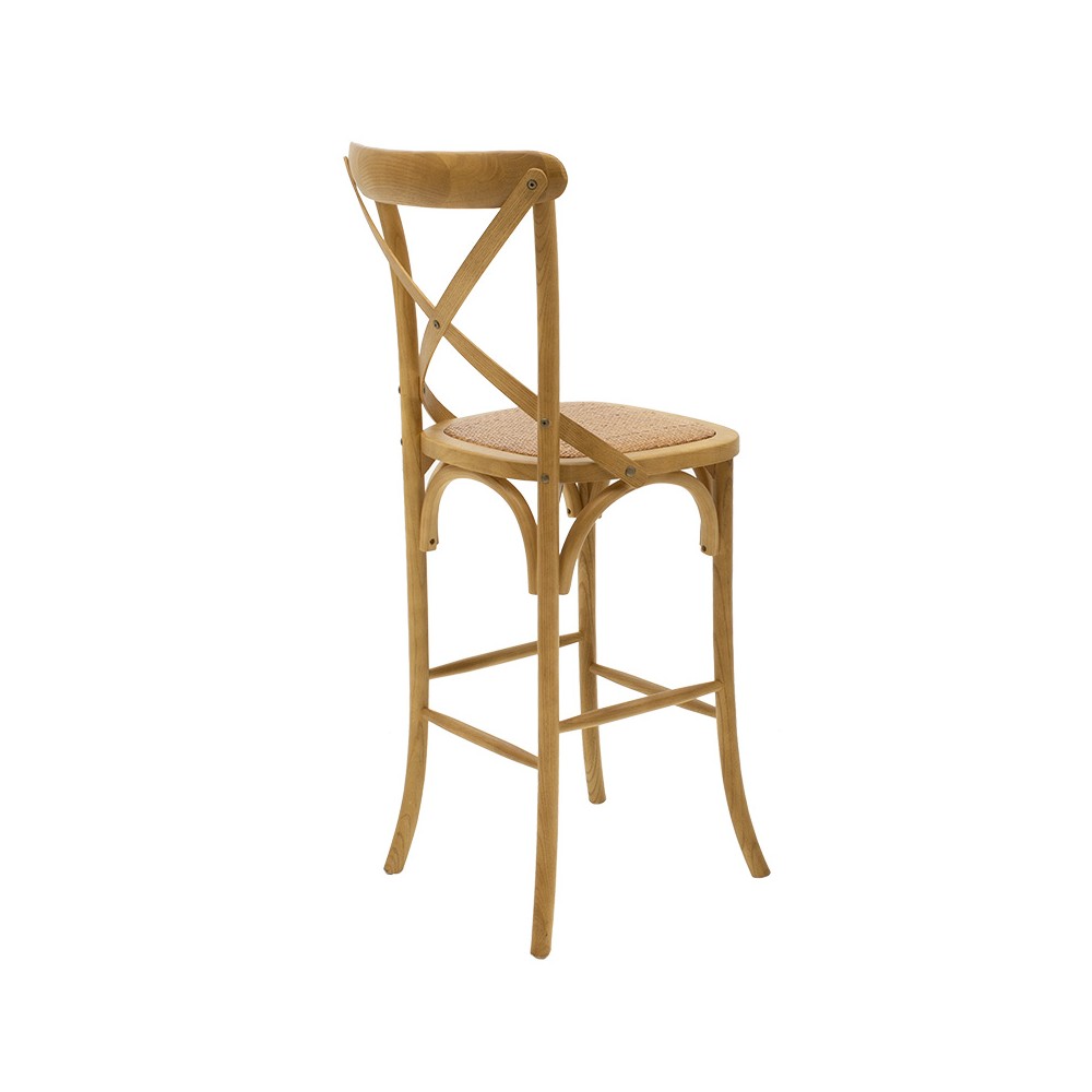Tabouret de bar en bois rotin marron 45x52x116 cm