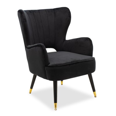 Fauteuil Lark velours noir 65x74x90 cm