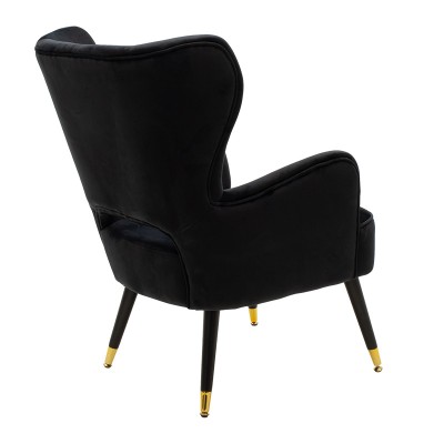 Fauteuil Lark velours noir 65x74x90 cm