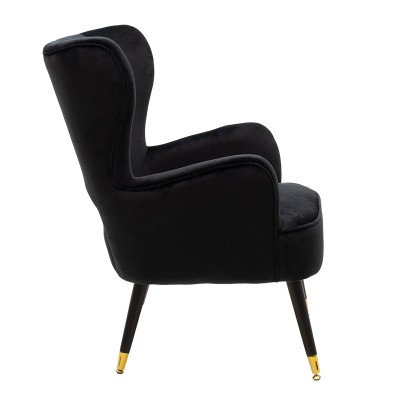 Fauteuil Lark velours noir 65x74x90 cm