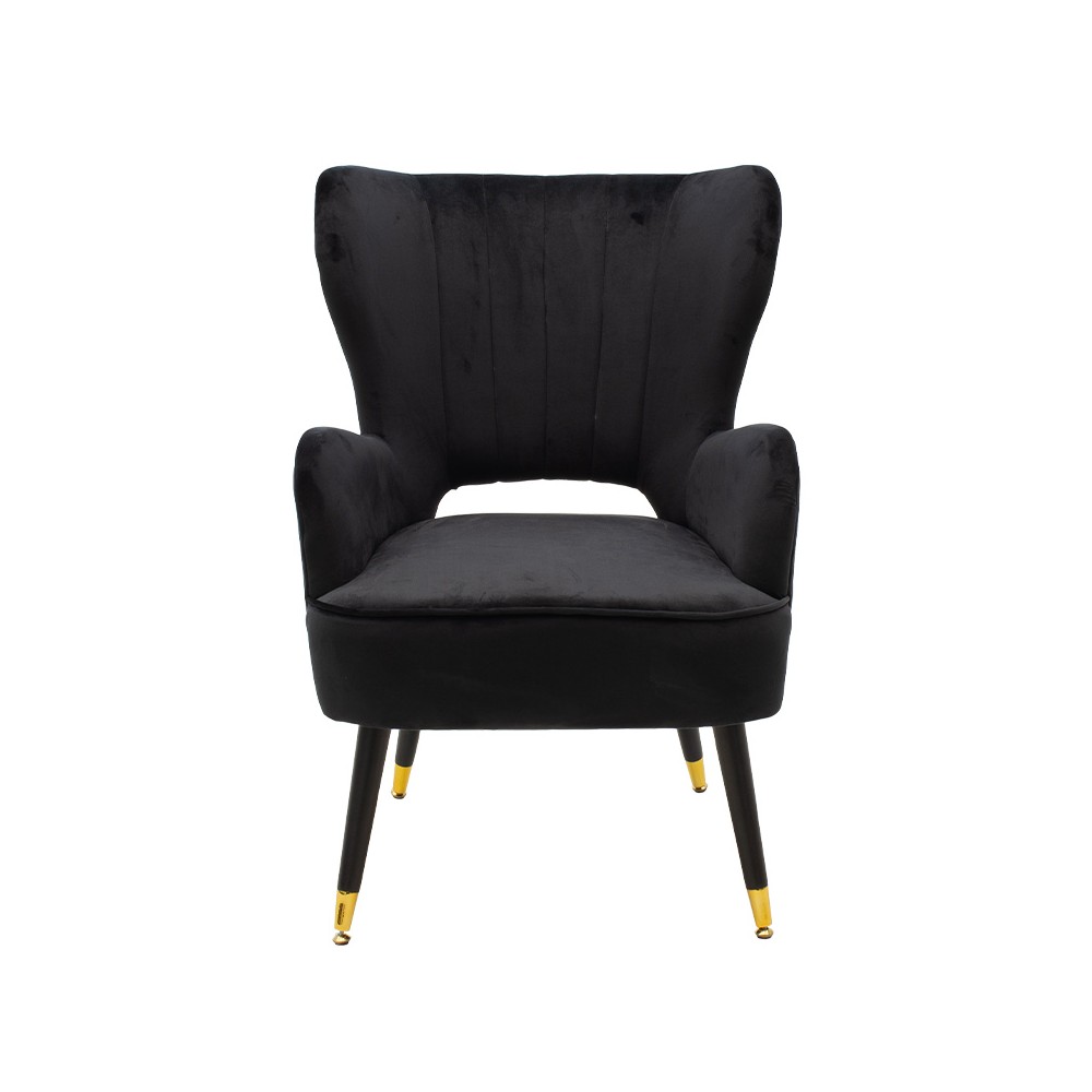 Fauteuil Lark velours noir 65x74x90 cm