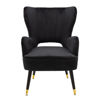 Fauteuil Lark velours noir 65x74x90 cm