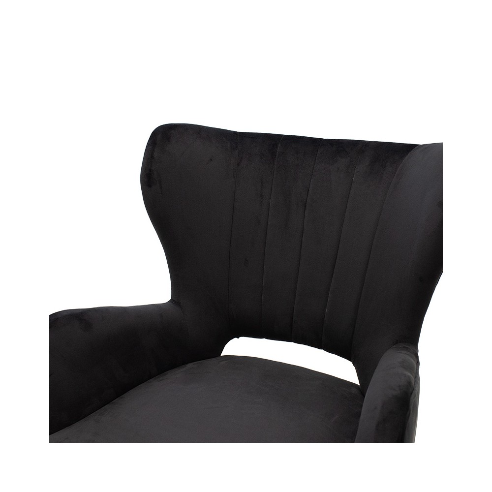 Fauteuil Lark velours noir 65x74x90 cm