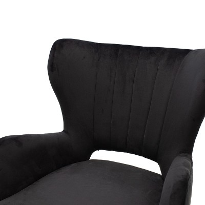 Fauteuil Lark velours noir 65x74x90 cm