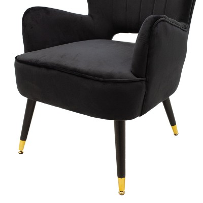 Fauteuil Lark velours noir 65x74x90 cm