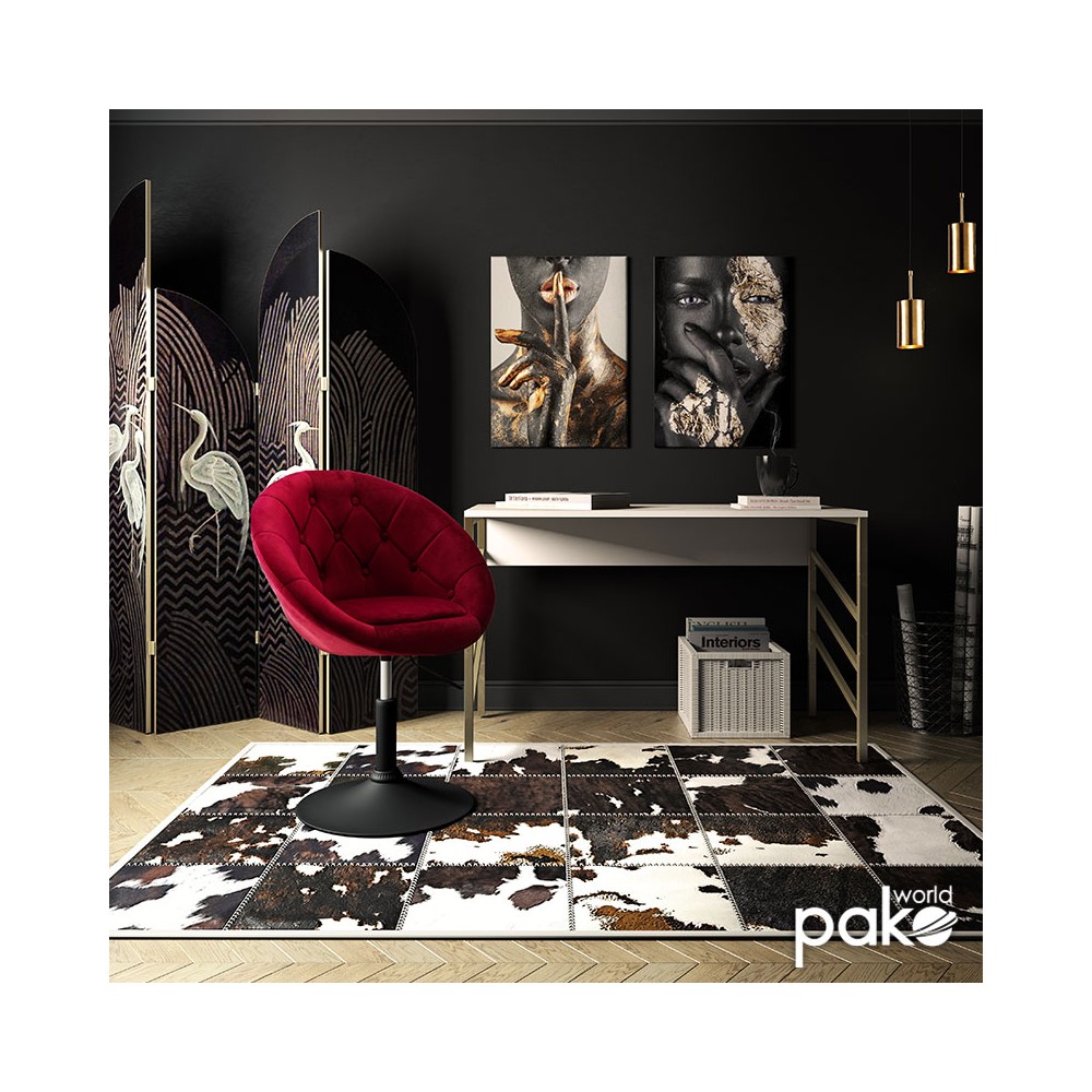 Fauteuil relevable Ivy velours couleur bordeaux-noir 68x56x82-94cm