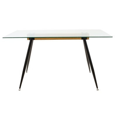 Table à manger Astrid plateau en  verre 10mm pieds noirs 140x80x75cm