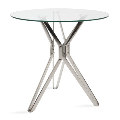 Table à manger Aryan plateau en verre D80x75cm