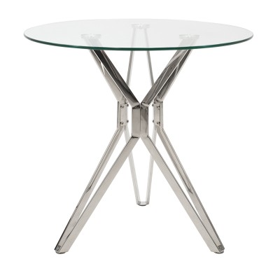 Table à manger Aryan plateau en verre D80x75cm