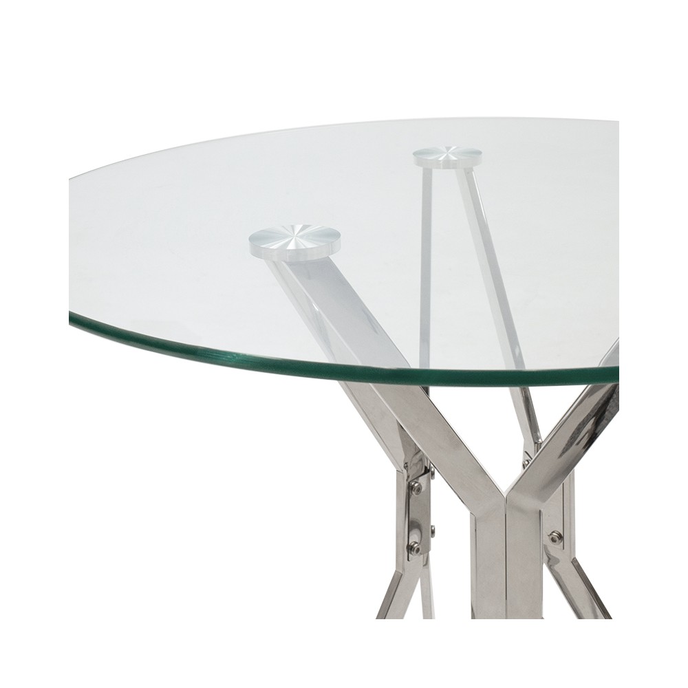 Table à manger Aryan plateau en verre D80x75cm