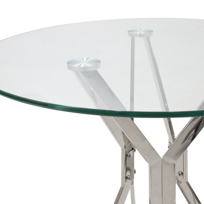 Table à manger Aryan plateau en verre D80x75cm
