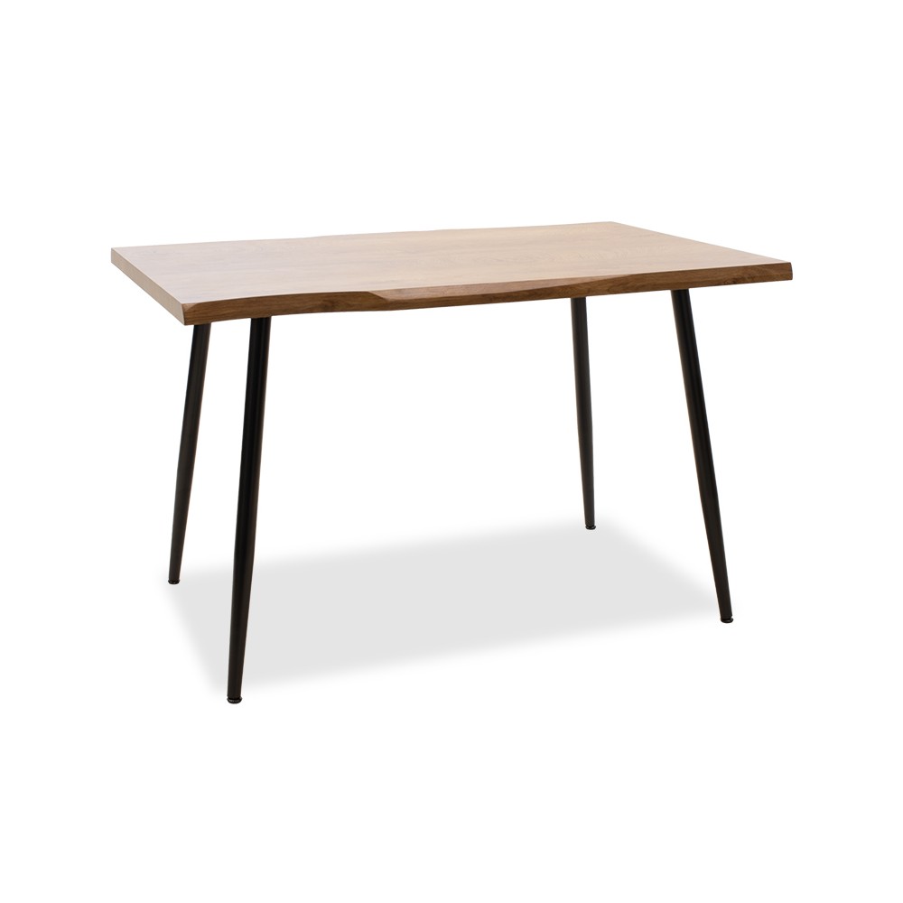 Table à manger neve MDF noyer - pieds métal noir 120x80x75 cm