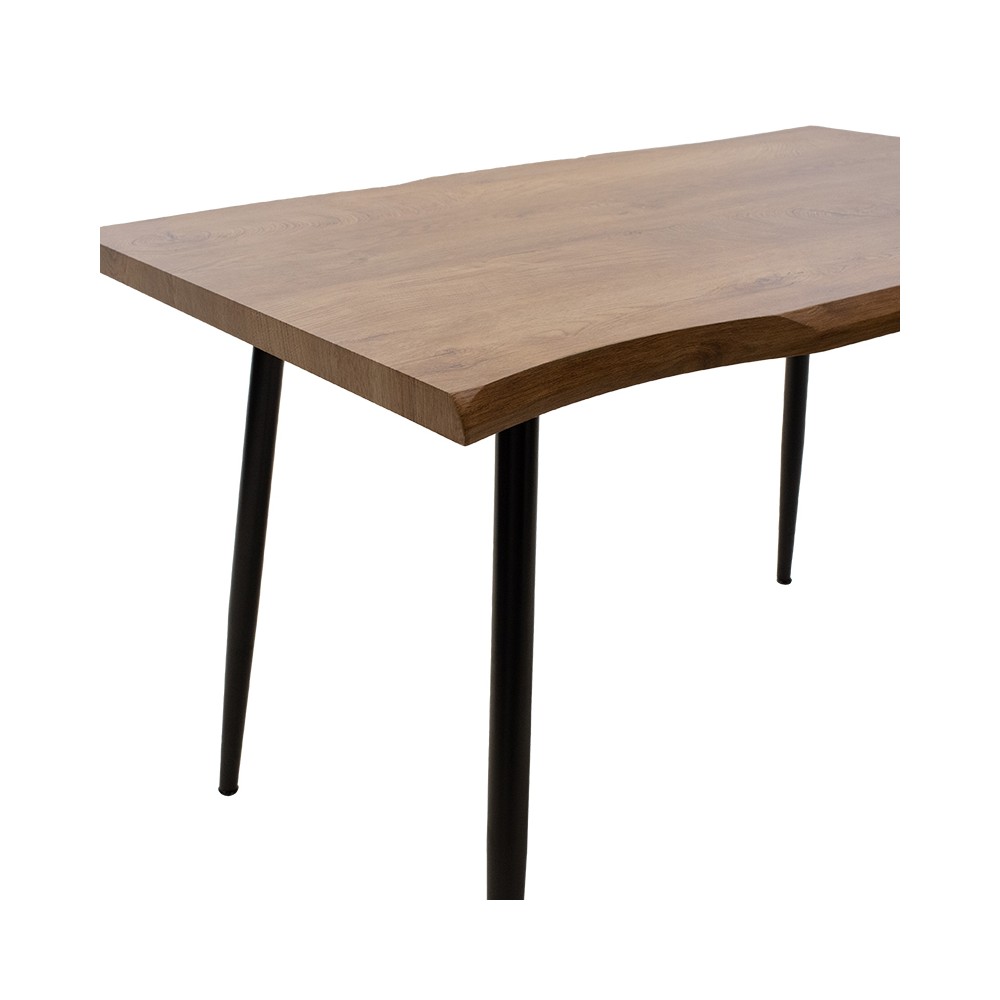 Table à manger neve MDF noyer - pieds métal noir 120x80x75 cm