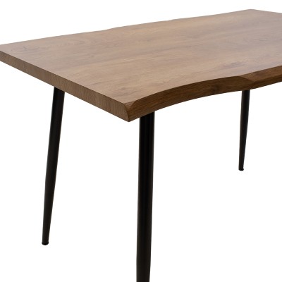 Table à manger neve MDF noyer - pieds métal noir 120x80x75 cm