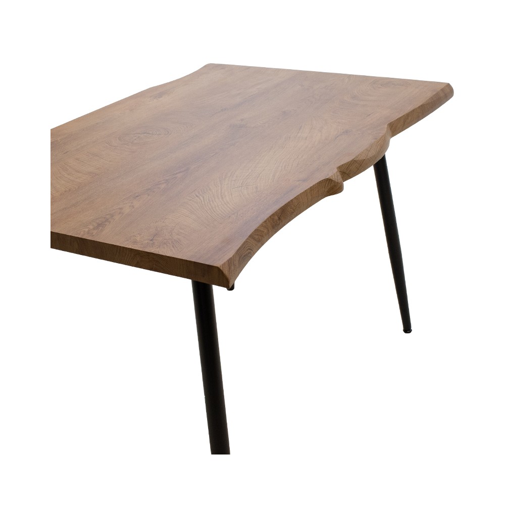 Table à manger neve MDF noyer - pieds métal noir 120x80x75 cm