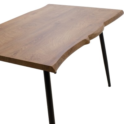 Table à manger neve MDF noyer - pieds métal noir 120x80x75 cm