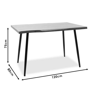 Table à manger neve MDF noyer - pieds métal noir 120x80x75 cm