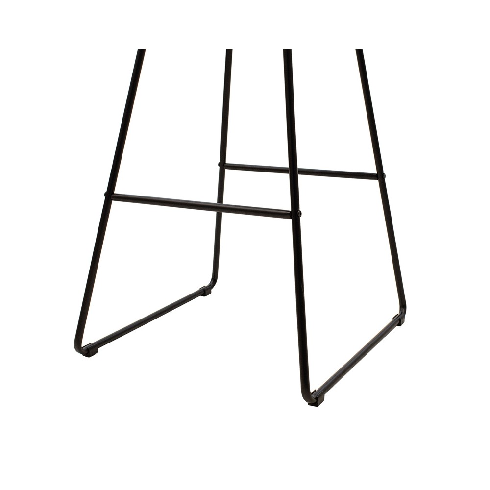 Tabouret de bar en fil métallique noir avec coussin en PVC noir
