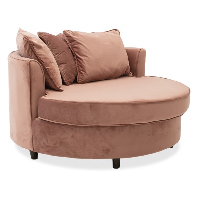 Fauteuil-canapé pakoworld canapé rond en velours orange 123x120x85cm