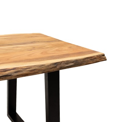 Table à manger Miles bois massif 4cm pied noyer noir 160x90x79cm