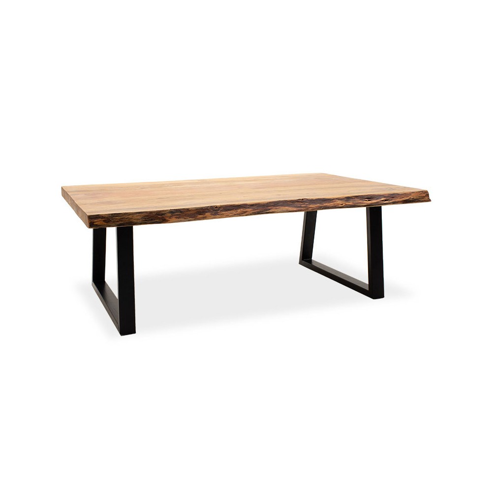 Table basse bois massif 4cm pieds noyer noir 115x72x41cm