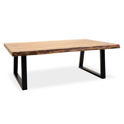 Table basse bois massif 4cm pieds noyer noir 115x72x41cm