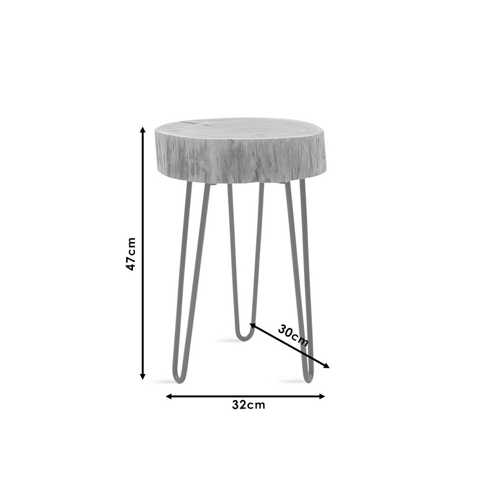 Table d'appoint Tripp en bois massif 6,5-7cm pieds en noyer noir 32x30x47cm