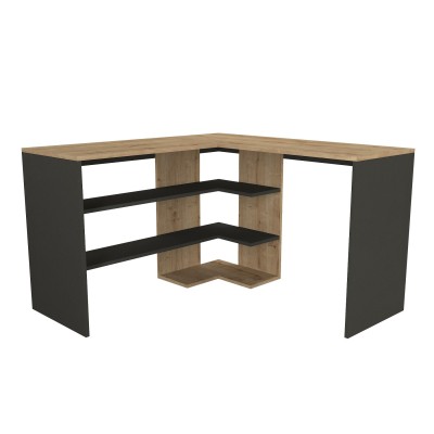 Bureau D'angle Pacas Bois Naturel Et Anthracite