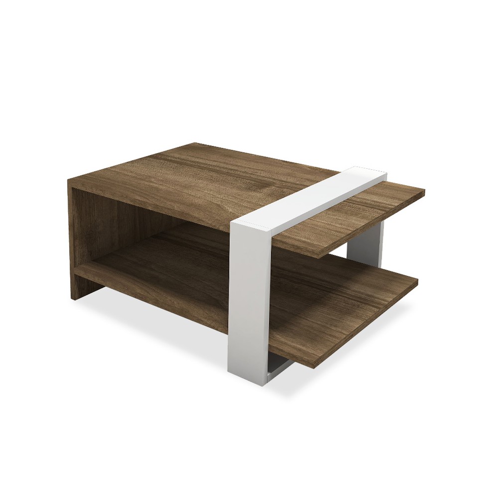 Table basse Carla Bois  blanc noyer 80x50x35 cm