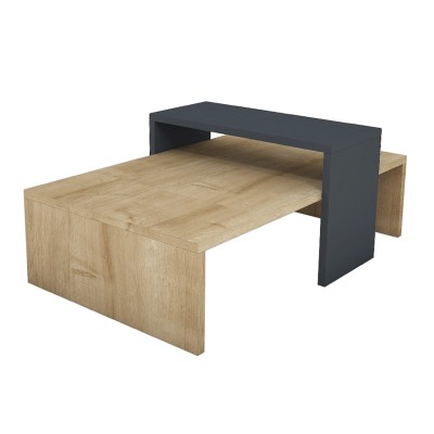 Table basse design Bois chêne anthracite 80x50x32cm