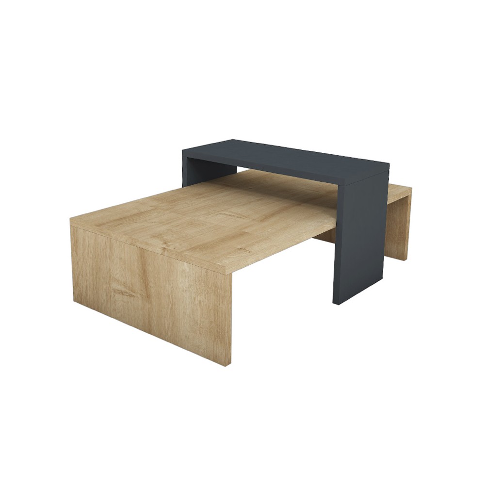 Table basse design Bois chêne anthracite 80x50x32cm