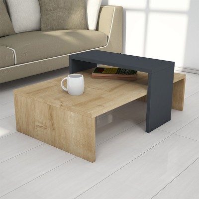 Table basse design Bois chêne anthracite 80x50x32cm