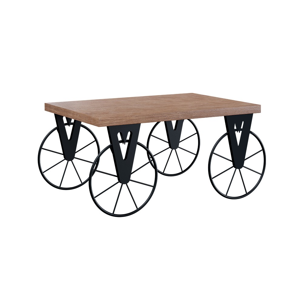 Table basse Biker Bois noyer 85x55x41cm