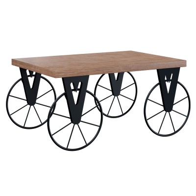 Table basse Biker Bois noyer 85x55x41cm