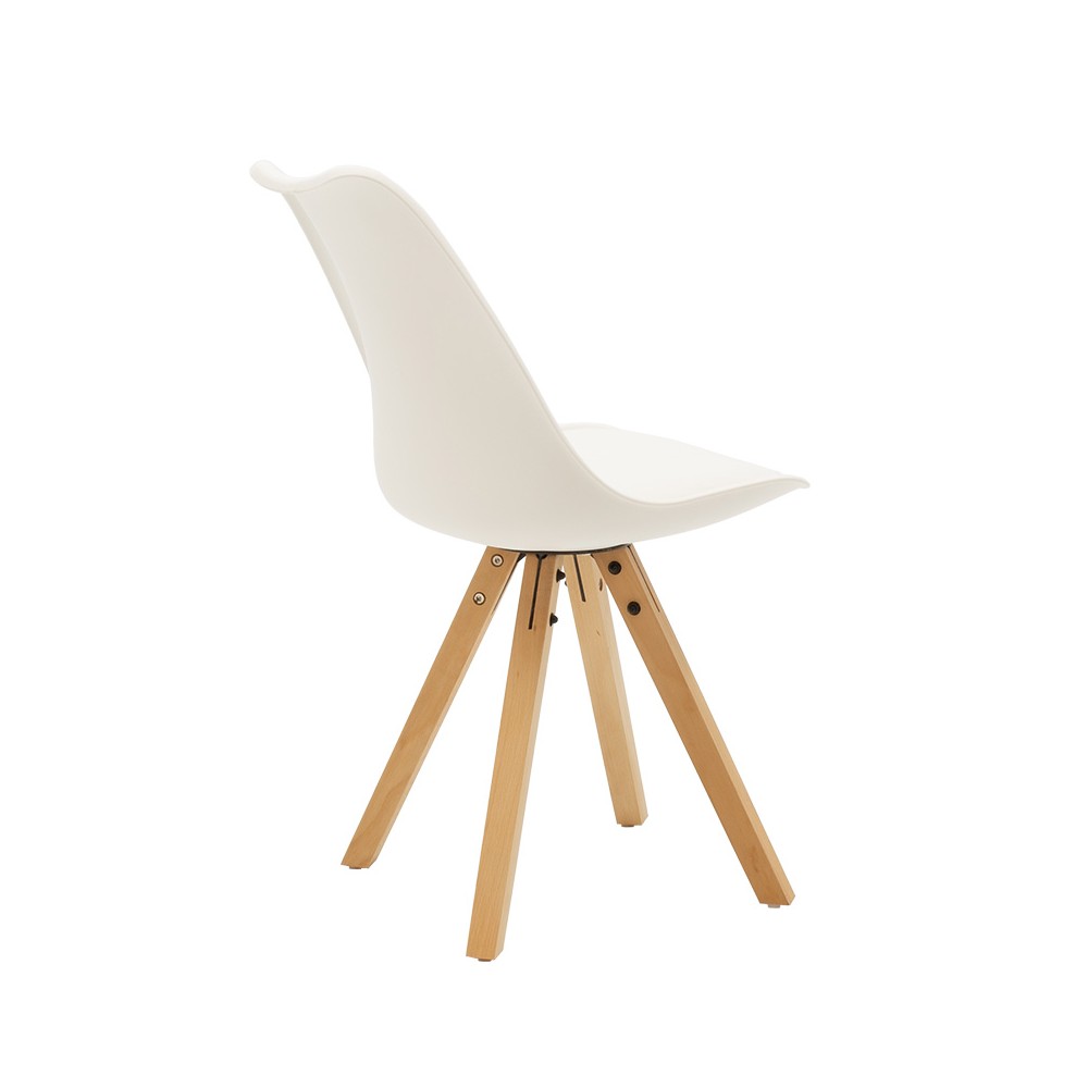 Chaise Caron PP blanc pied Bois naturel