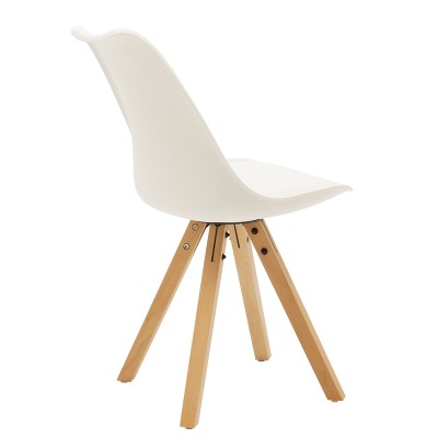 Chaise Caron PP blanc pied Bois naturel