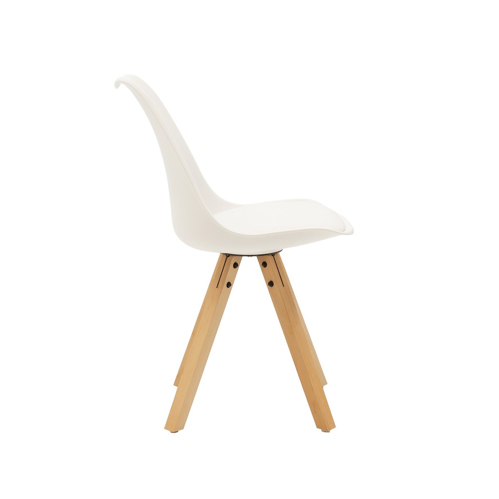 Chaise Caron PP blanc pied Bois naturel