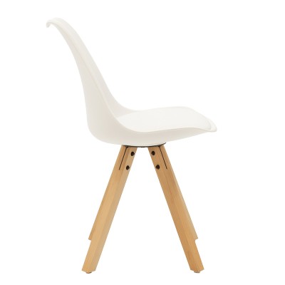 Chaise Caron PP blanc pied Bois naturel