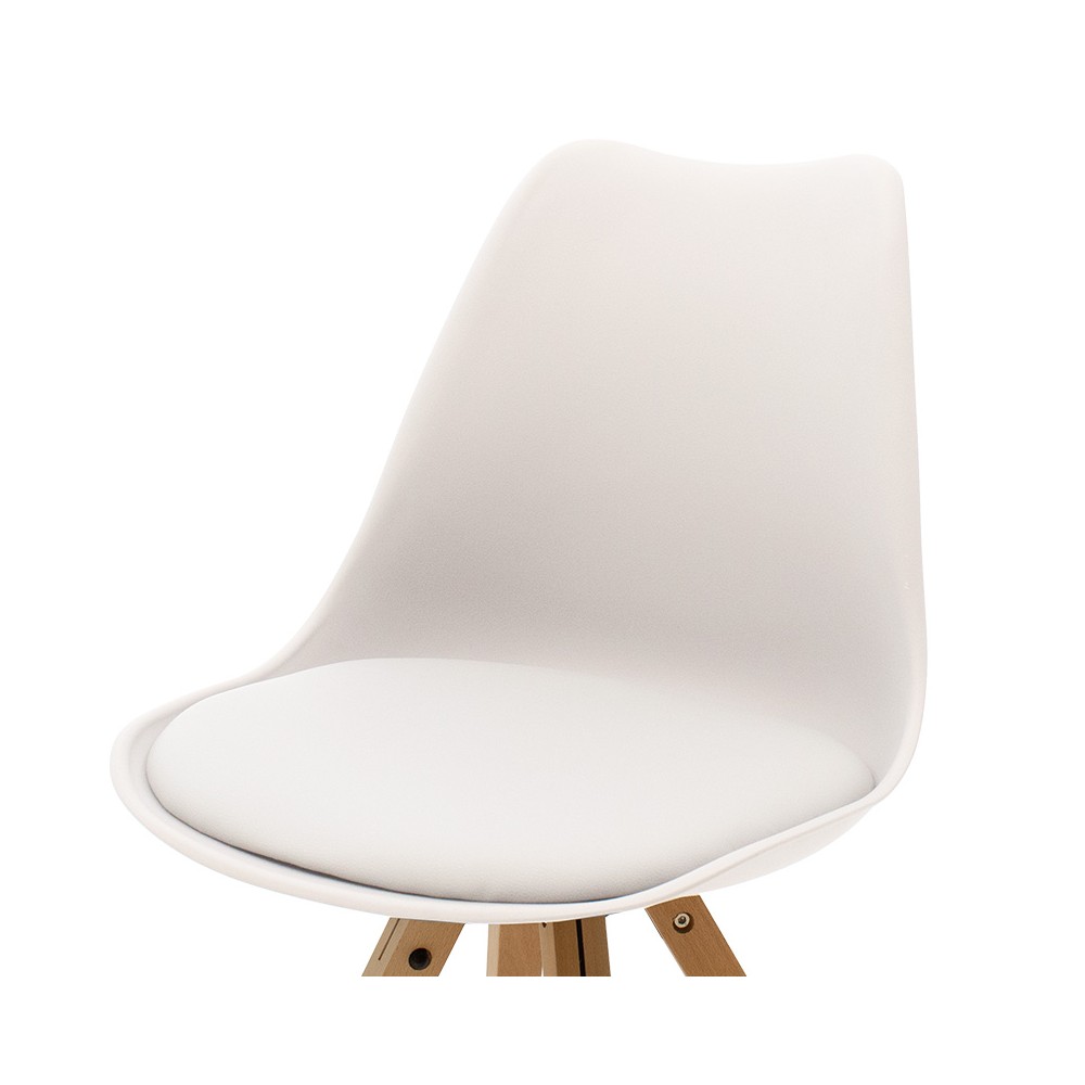 Chaise Caron PP blanc pied Bois naturel