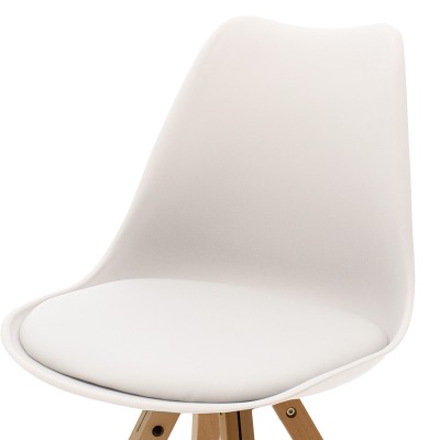 Chaise Caron PP blanc pied Bois naturel